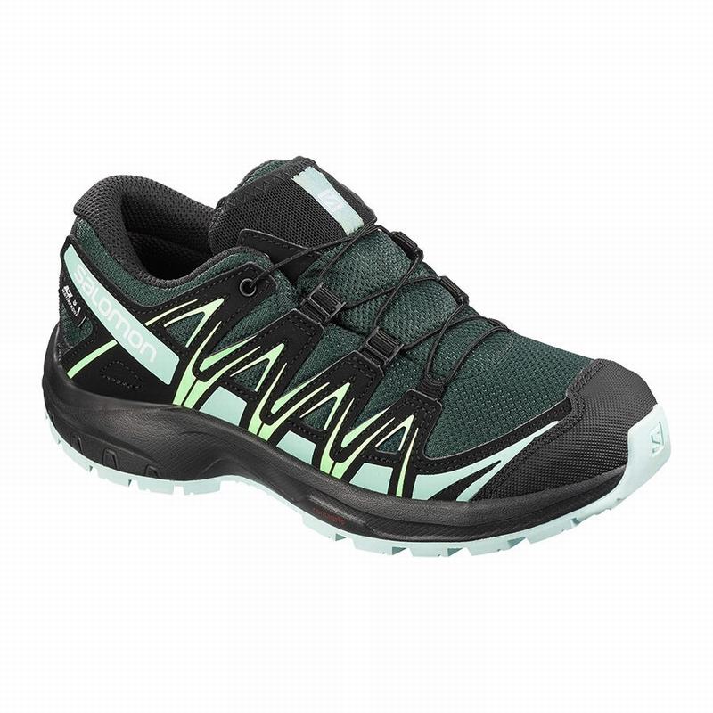SALOMON XA PRO 3D CLIMASALOMON™ WATERPROOF Philippines - Kids' Trail Running Shoes - Green/Black | 8